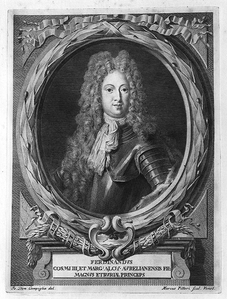 ritratto di Ferdinando di Cosimo III dè Medici (stampa, elemento d'insieme) di Campiglia Giovanni Domenico (sec. XVIII)