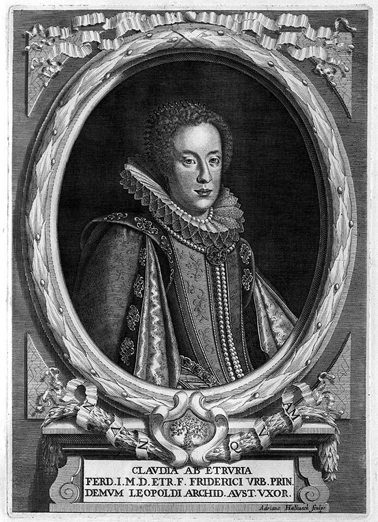 ritratto di Claudia de' Medici (stampa, elemento d'insieme) di Haelwegh Adriaen, Suttermans Giusto (sec. XVII, sec. XVIII)