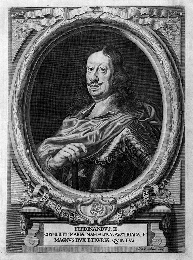 ritratto di Ferdinando II de' Medici granduca di Toscana (stampa, elemento d'insieme) di Haelwegh Adriaen, Suttermans Giusto (sec. XVII)
