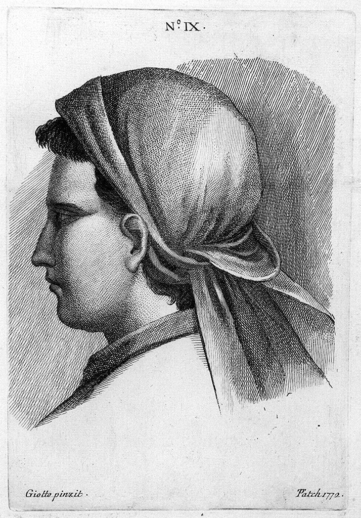 testa di giovane (stampa, elemento d'insieme) di Patch Thomas, Giotto di Bondone (sec. XVIII)