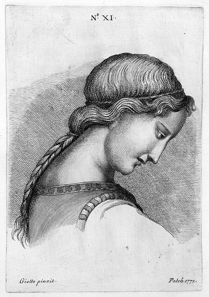 giovane donna (stampa, elemento d'insieme) di Patch Thomas, Giotto di Bondone (sec. XVIII)