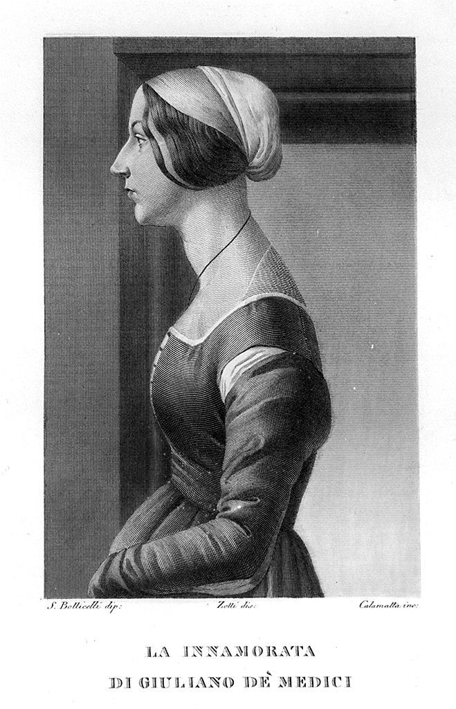 ritratto di donna (stampa, elemento d'insieme) di Filipepi Alessandro detto Botticelli Sandro (attribuito) (sec. XIX)