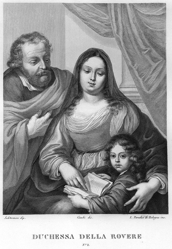 Madonna che insegna a leggere a Gesù Bambino e San Giuseppe (stampa, elemento d'insieme) di Paradisi Luigi (sec. XIX)