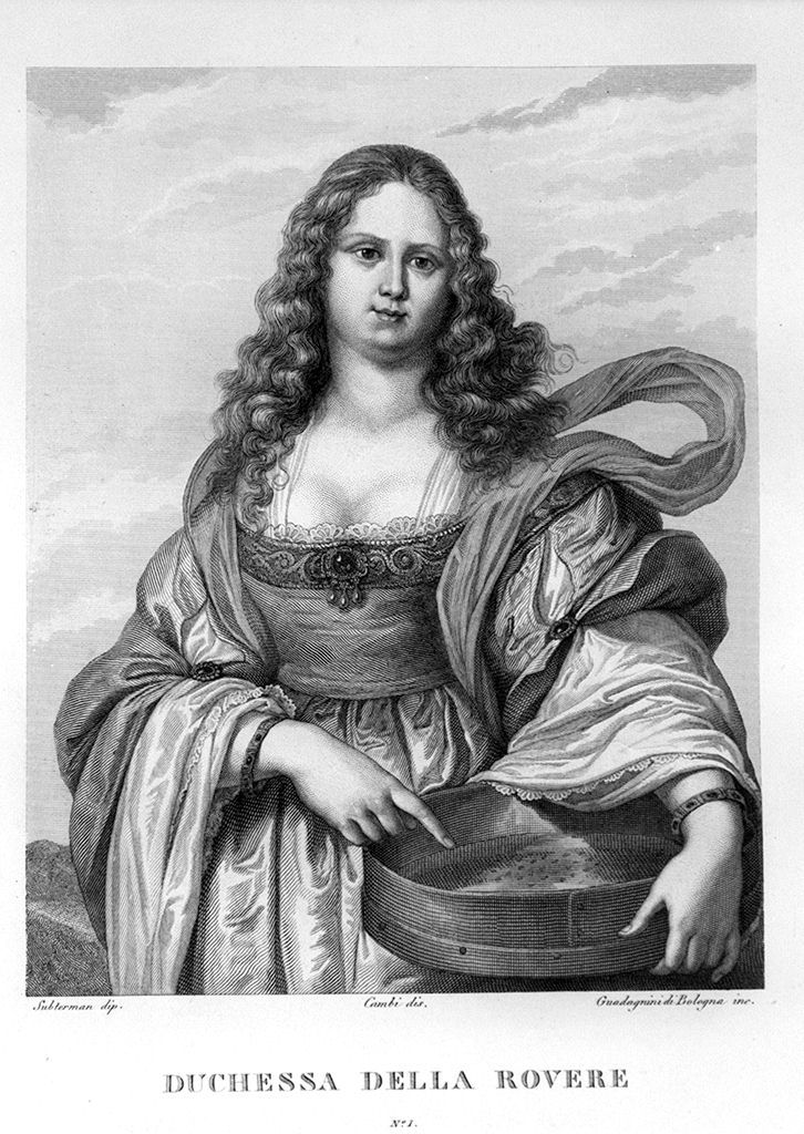 ritratto di Vittoria Della Rovere come vestale Tuccia (stampa, elemento d'insieme) di Guadagnini Gaetano, Suttermans Giusto (sec. XIX)