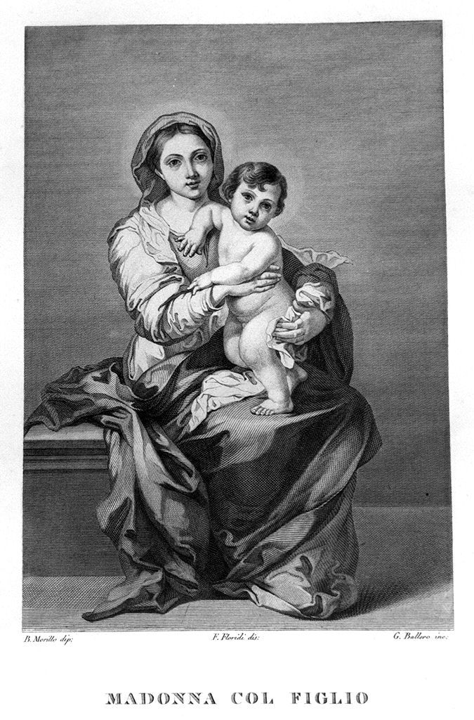 Madonna con Bambino (stampa, elemento d'insieme) di Ballero Antonio (sec. XIX)