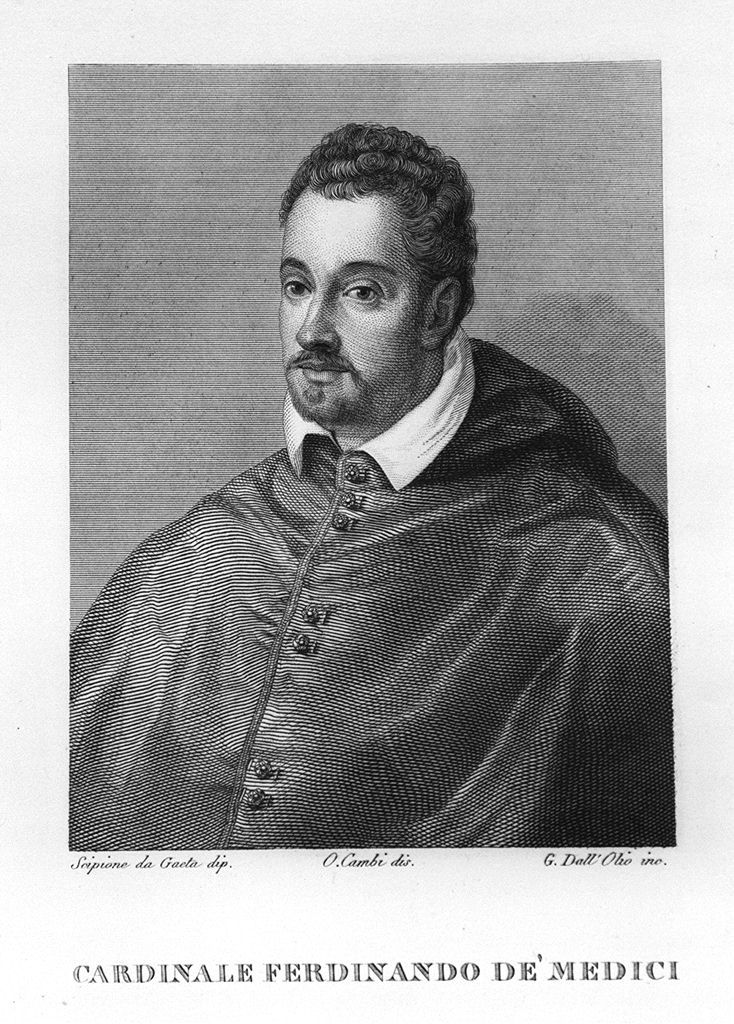 ritratto del cardinale Ferdinando de' Medici (stampa, elemento d'insieme) di Pulzone Scipione (sec. XIX)