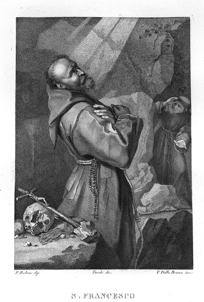 estasi di San Francesco d'Assisi (stampa, elemento d'insieme) di Della Bruna Vincenzo (sec. XIX)