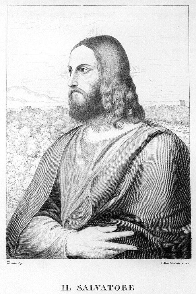 Cristo salvatore (stampa, elemento d'insieme) di Martelli Salvatore (sec. XIX)