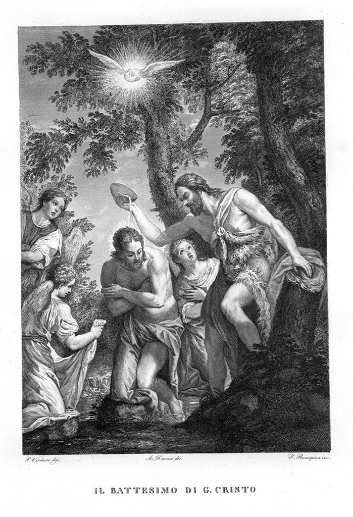 battesimo di Cristo (stampa, elemento d'insieme) di Rosaspina Francesco, Daverio Amilcare (sec. XIX)
