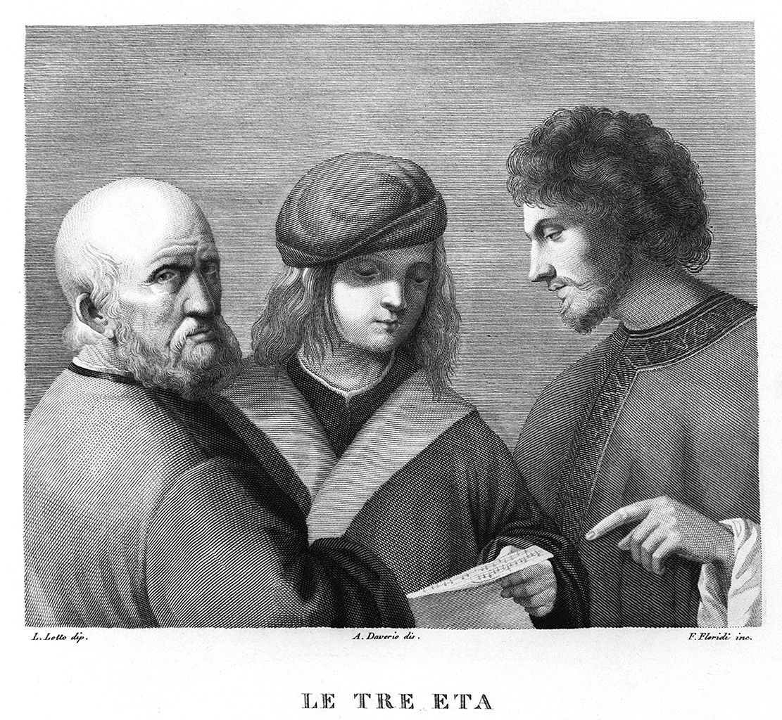 tre età dell'uomo (stampa, elemento d'insieme) di Floridi Francesco, Daverio Amilcare (sec. XIX)