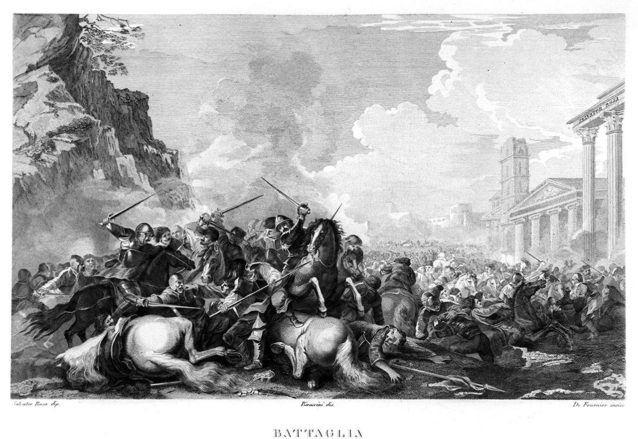 battaglia di cavalieri (stampa, elemento d'insieme) di Pieraccini Francesco (sec. XIX)