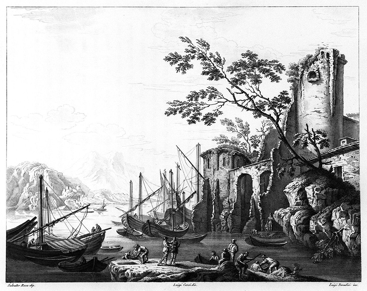 paesaggio (stampa, elemento d'insieme) di Paradisi Luigi (sec. XIX)