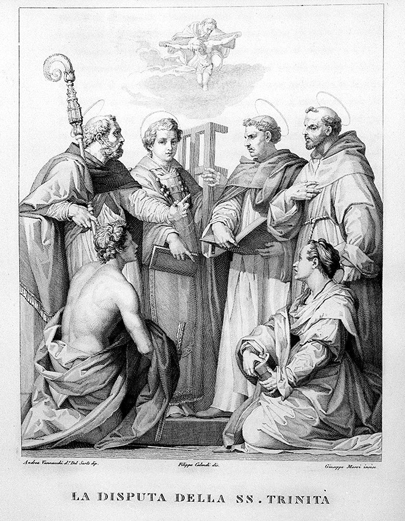 disputa sulla Trinità (stampa, elemento d'insieme) di Andrea d'Agnolo detto Andrea del Sarto (sec. XIX)