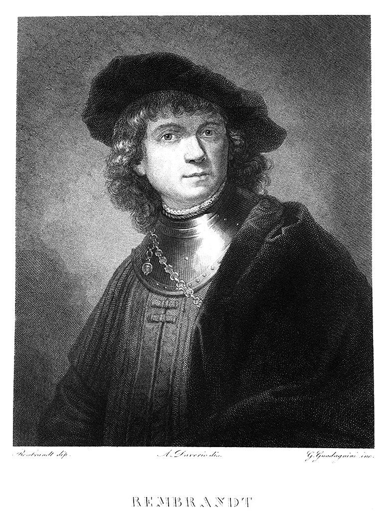 autoritratto di Harmenszoon Rembrandt van Rjin (stampa, elemento d'insieme) di Guadagnini Gaetano (sec. XIX)