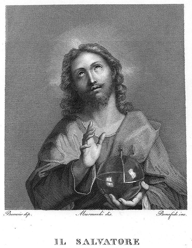 Cristo salvatore (stampa, elemento d'insieme) di Bonafede Giovanni (sec. XIX)