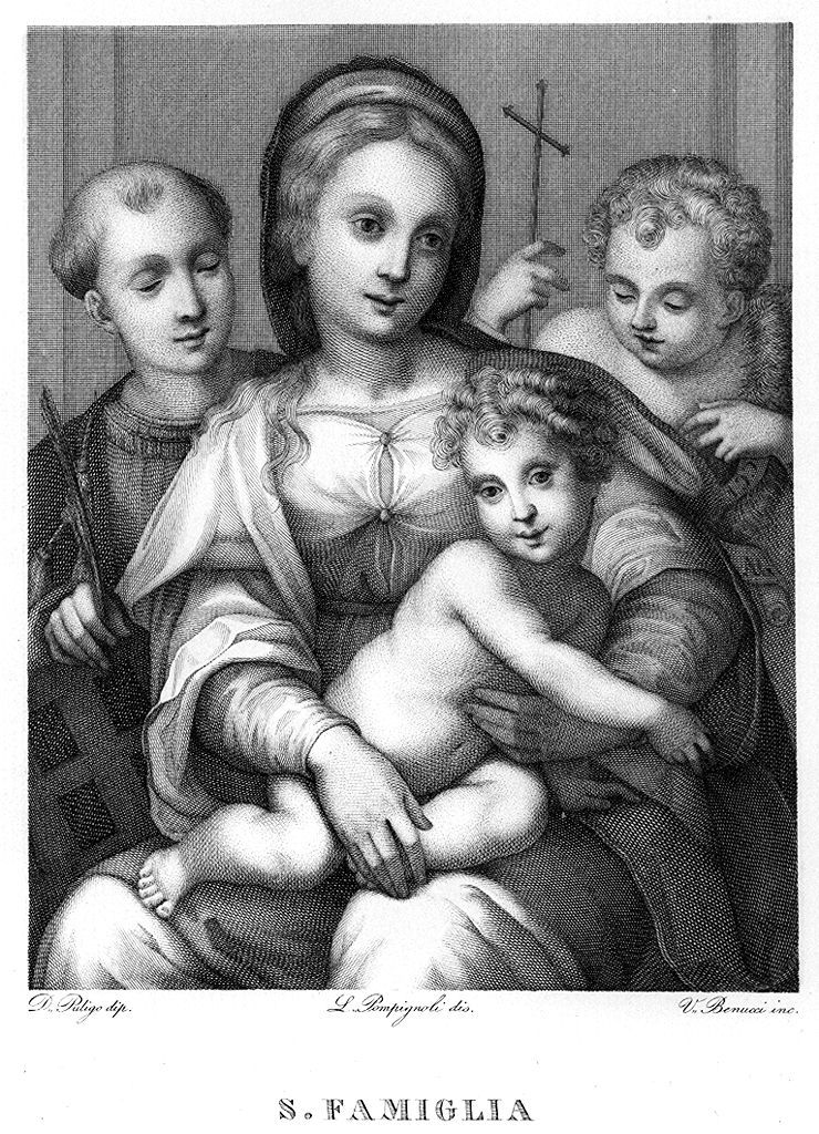 Sacra Famiglia (stampa, elemento d'insieme) di Pompignoli Luigi (sec. XIX)