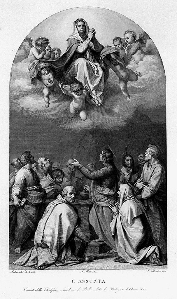 Assunta Passerini, Madonna assunta (stampa, elemento d'insieme) di Paradisi Luigi, Muzzi Antonio (sec. XIX)