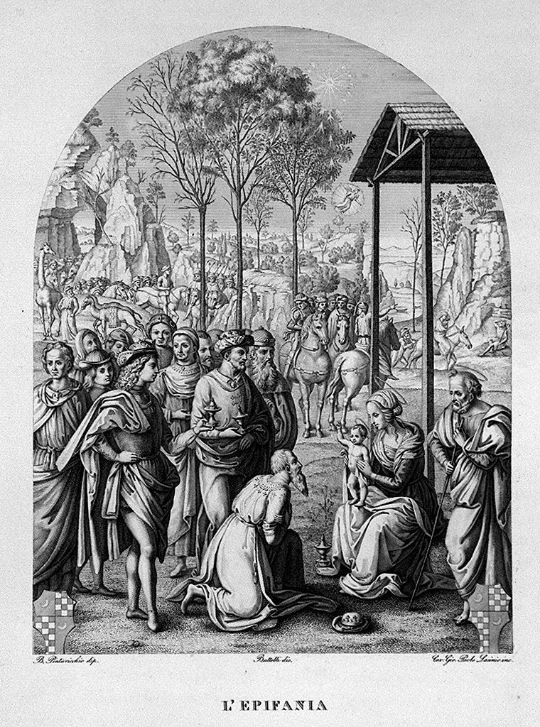adorazione dei Re Magi (stampa, elemento d'insieme) di Lasinio Giovanni Paolo (sec. XIX)