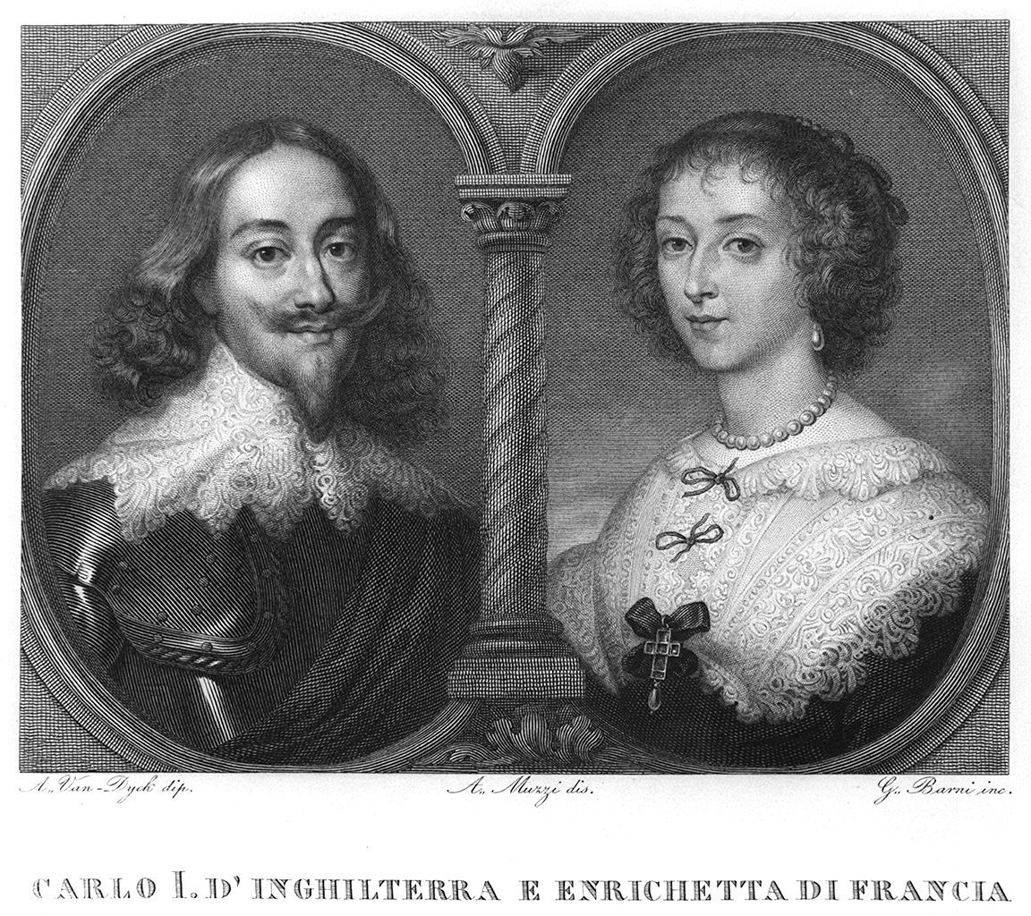ritratto di Carlo I d'Inghilterra e Enrichetta di Francia (stampa, elemento d'insieme) di Barni Giuseppe, Muzzi Antonio (sec. XIX)