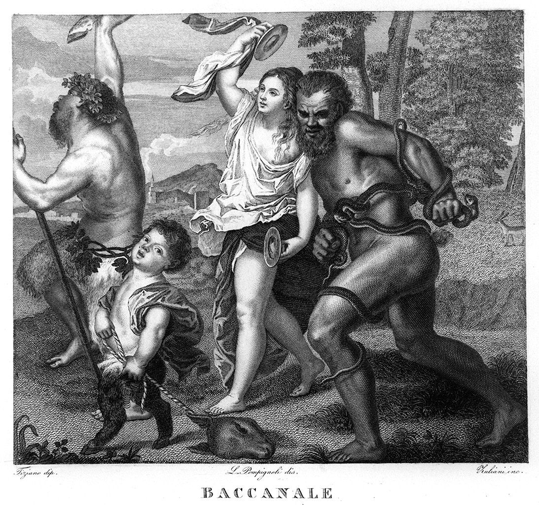Bacco e Arianna (stampa, elemento d'insieme) di Pompignoli Luigi (sec. XIX)