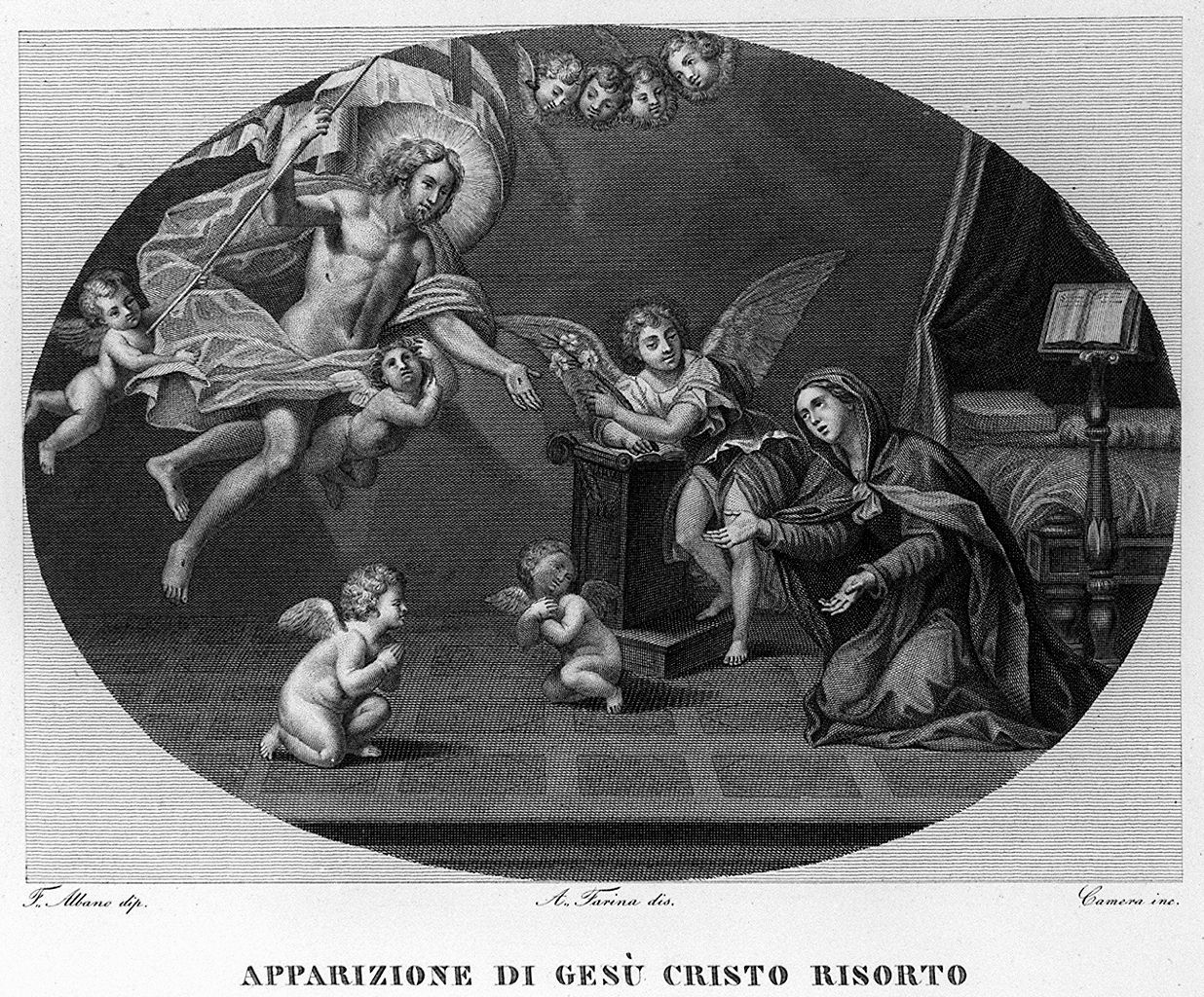 apparizione di Cristo risorto alla Madonna (stampa, elemento d'insieme) di Farina Achille (sec. XIX)