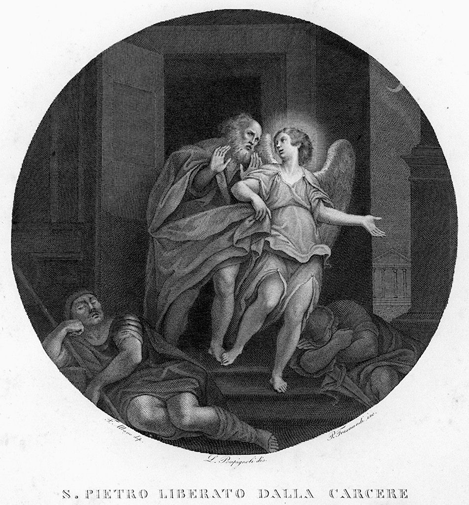 San Pietro liberato dal carcere (stampa, elemento d'insieme) di Trasmondi Pietro, Pompignoli Luigi (sec. XIX)