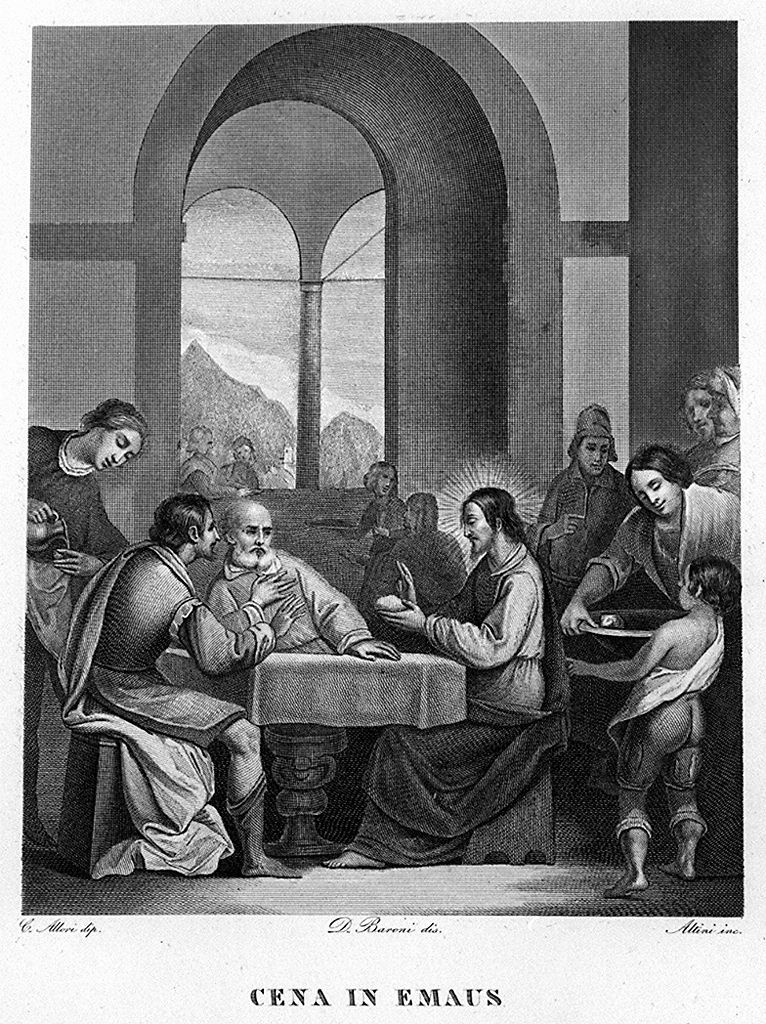 cena in Emmaus (stampa, elemento d'insieme) di Altini Ignazio (sec. XIX)