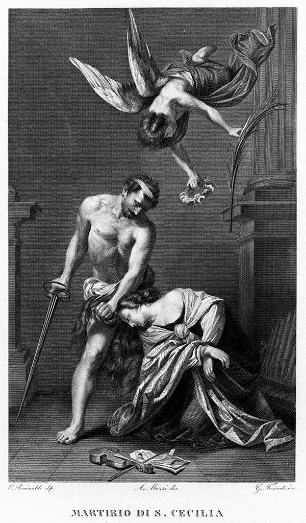 martirio di Santa Cecilia (stampa, elemento d'insieme) di Fusinati Giuseppe, Muzzi Antonio (sec. XIX)