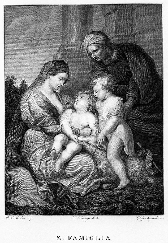 Sacra Famiglia (stampa, elemento d'insieme) di Guadagnini Gaetano, Pompignoli Luigi (sec. XIX)