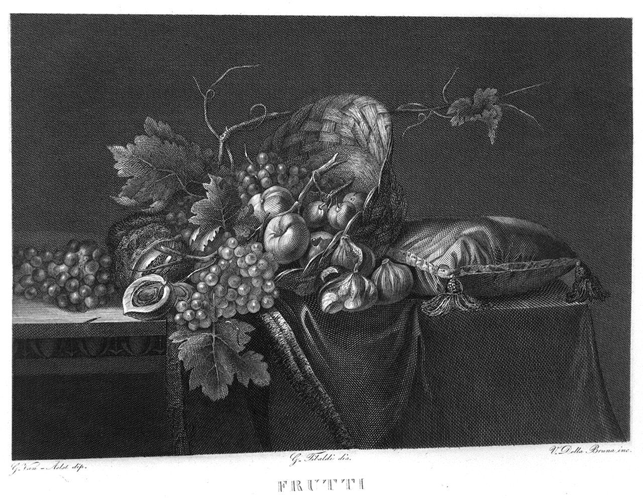 natura morta con frutta (stampa, elemento d'insieme) di Della Bruna Vincenzo (sec. XIX)