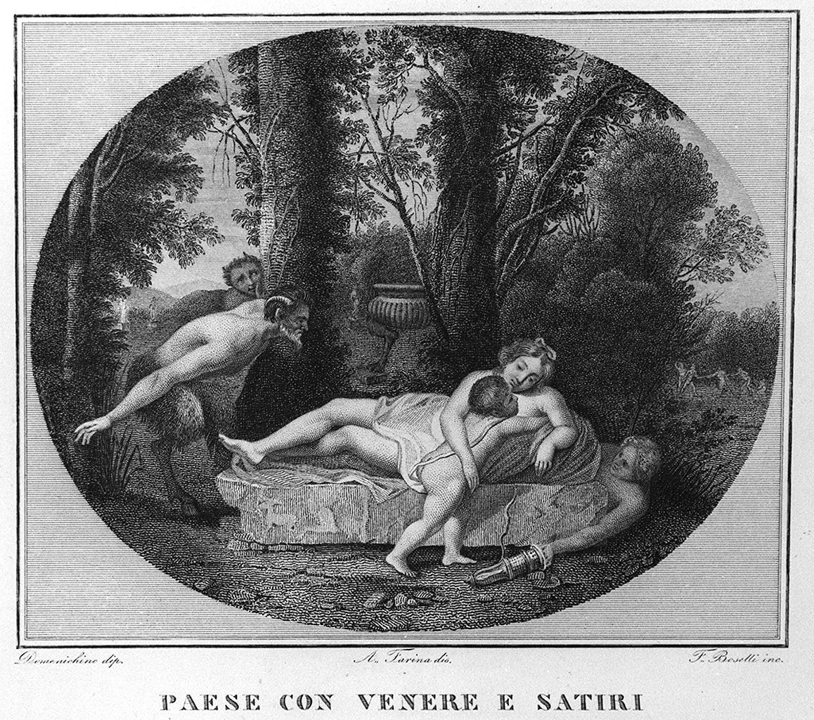 Venere, Cupido e satiri (stampa, elemento d'insieme) di Farina Achille (sec. XIX)