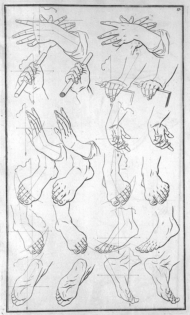 mani e piedi (stampa, elemento d'insieme) di Preissler Johann Daniel (sec. XVIII)
