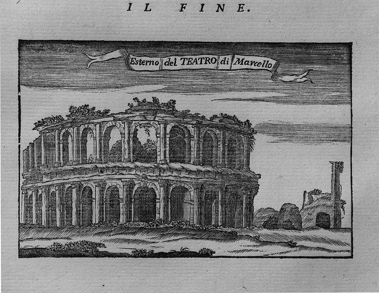 rovine del teatro di Marcello (stampa, elemento d'insieme) di Lucchesini Ignazio (sec. XVIII)