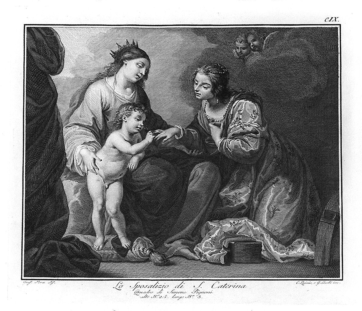matrimonio mistico di Santa Caterina d'Alessandria (stampa, elemento d'insieme) di Lasinio Carlo, Pera Giuseppe (sec. XVIII)