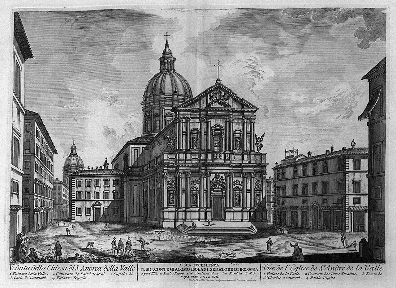 veduta della chiesa di Sant'Andrea della Valle a Roma (stampa, elemento d'insieme) di Montagu Domenico, Barbault Jean (sec. XVIII)