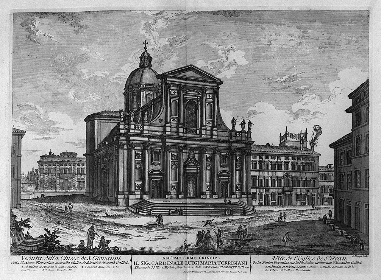 veduta della chiesa di San Giovanni dei Fiorentini a Roma (stampa, elemento d'insieme) di Montagu Domenico, Barbault Jean (sec. XVIII)