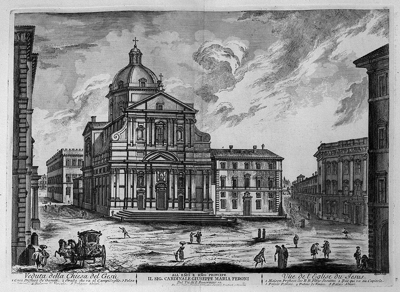 veduta della chiesa del Gesù a Roma (stampa, elemento d'insieme) di Barbault Jean (sec. XVIII)