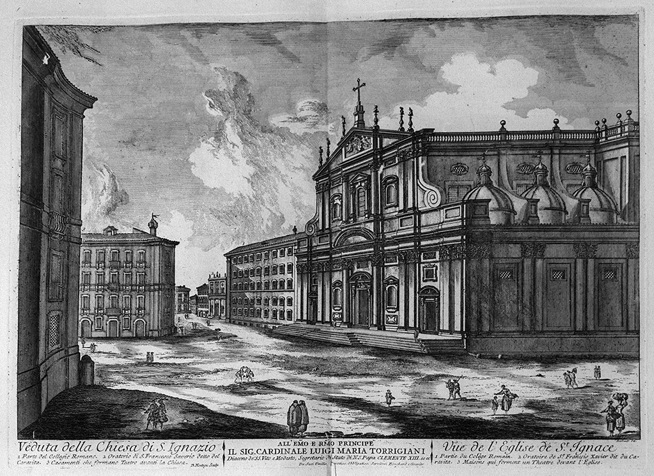 veduta della chiesa di Sant'Ignazio di Loyola a Roma (stampa, elemento d'insieme) di Montagu Domenico, Barbault Jean (sec. XVIII)