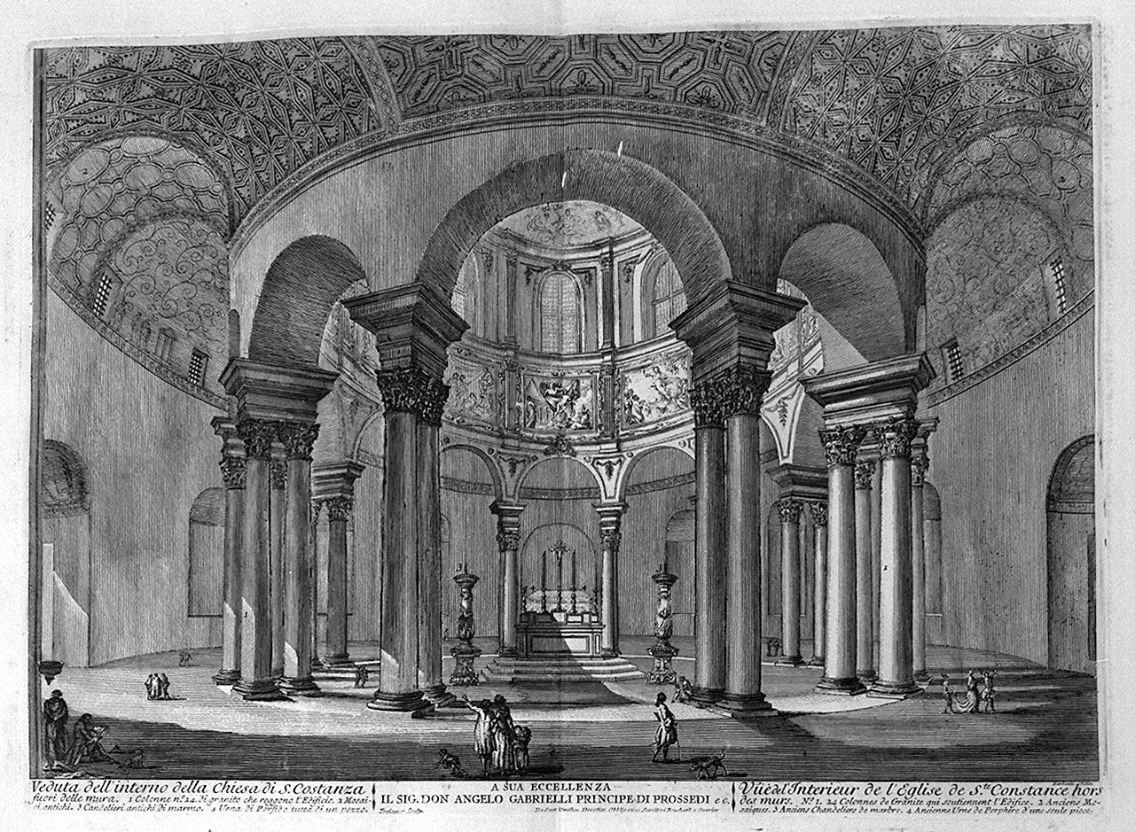 interno del mausoleo di Santa Costanza a Roma (stampa, elemento d'insieme) di Montagu Domenico, Barbault Jean (sec. XVIII)