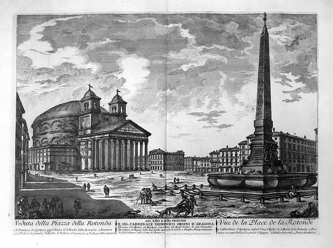 veduta di piazza del Pantheon a Roma (stampa, elemento d'insieme) di Montagu Domenico, Barbault Jean (sec. XVIII)