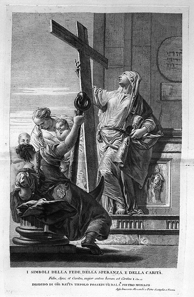 allegoria delle Virtù teologali (stampa, elemento d'insieme) di Monaco Pietro (sec. XVIII, sec. XVIII, sec. XVIII)