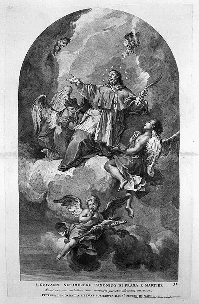 San Giovanni Nepomuceno (stampa, elemento d'insieme) di Monaco Pietro (sec. XVIII, sec. XVIII, sec. XVIII)