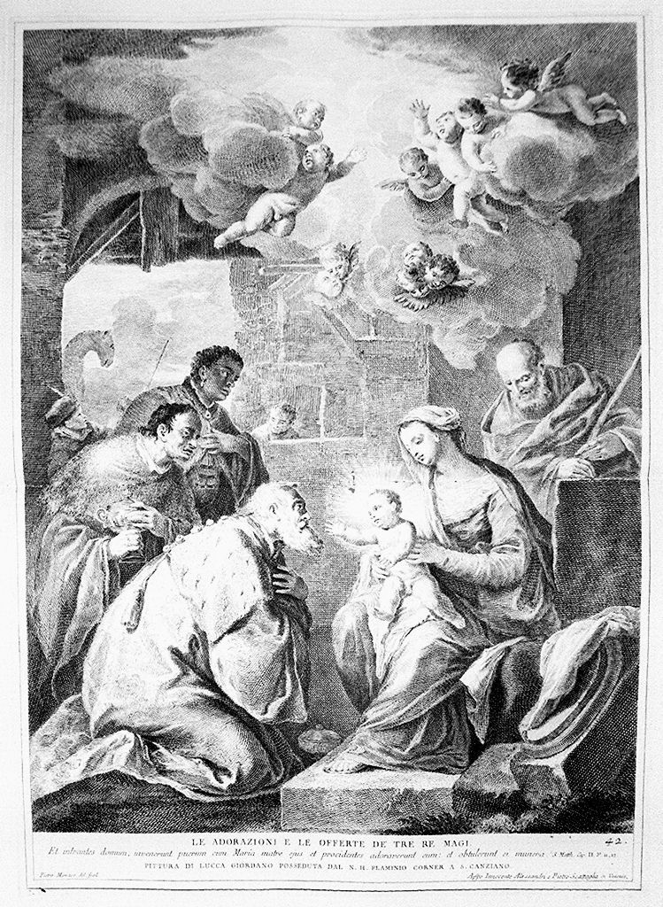 adorazione dei Re Magi (stampa, elemento d'insieme) di Monaco Pietro (sec. XVIII, sec. XVIII, sec. XVIII)