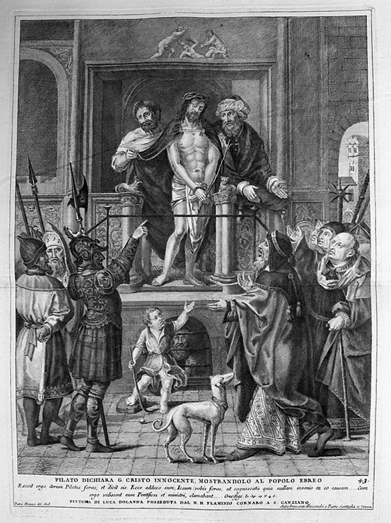 Pilato mostra Cristo al popolo (stampa, elemento d'insieme) di Monaco Pietro (sec. XVIII, sec. XVIII, sec. XVIII)