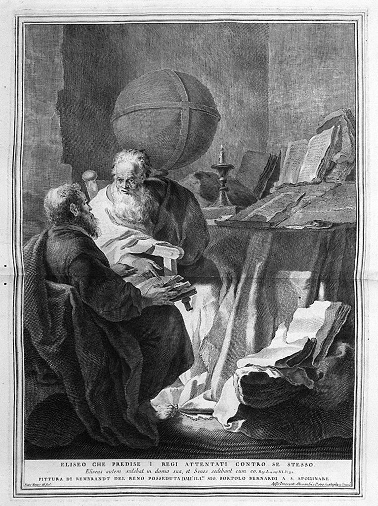 Eliseo predice le sue prossime sventure (stampa, elemento d'insieme) di Monaco Pietro (sec. XVIII, sec. XVIII, sec. XVIII)