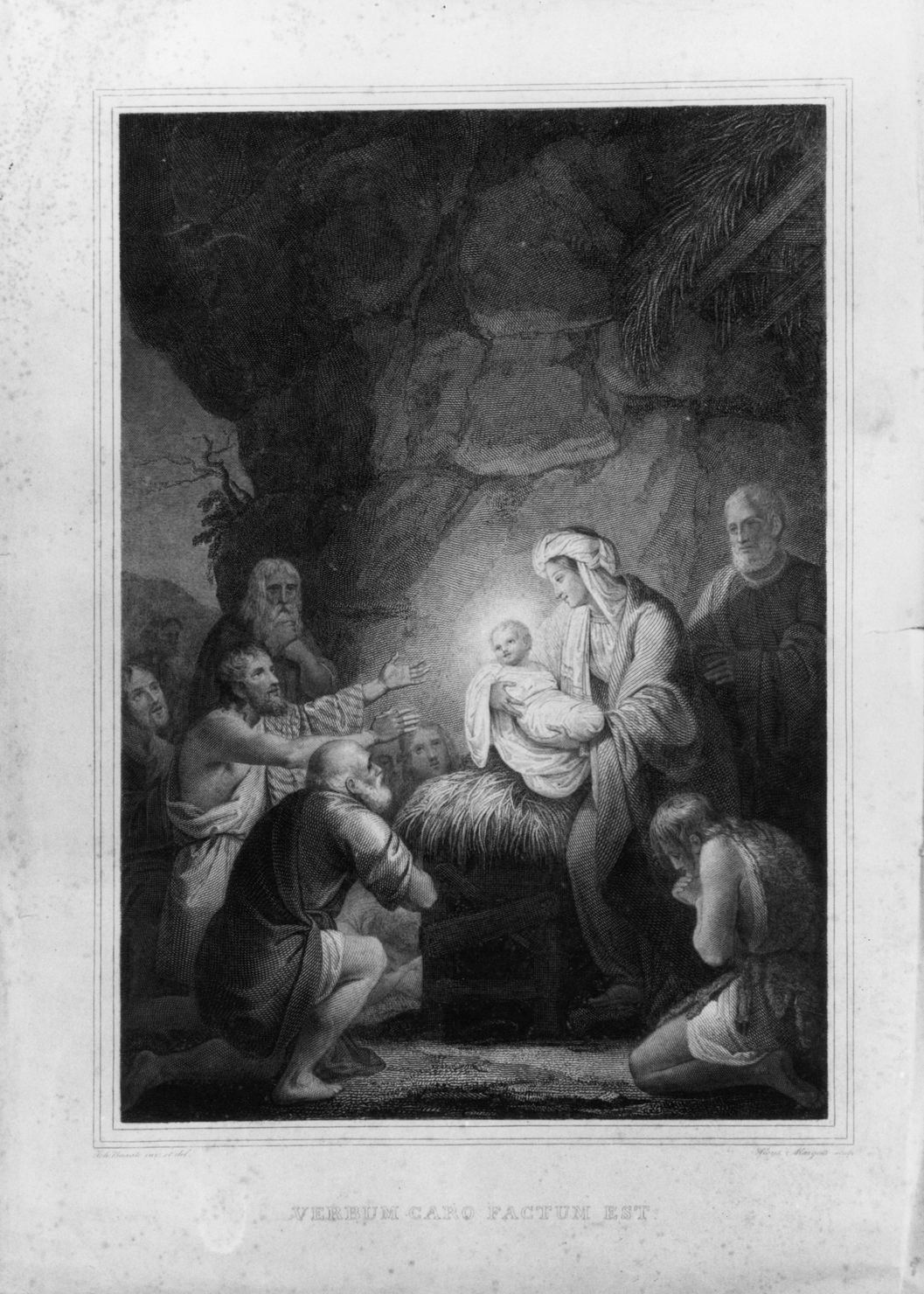 Verbum caro factum est, adorazione dei pastori (stampa, elemento d'insieme) di Busato Giovanni, Margotti Luigi (terzo quarto sec. XIX)
