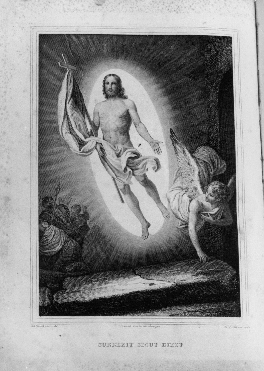 Surrexit sicut dixit, resurrezione di Cristo (stampa, elemento d'insieme) di Busato Giovanni, Silvani Ferdinando (terzo quarto sec. XIX)