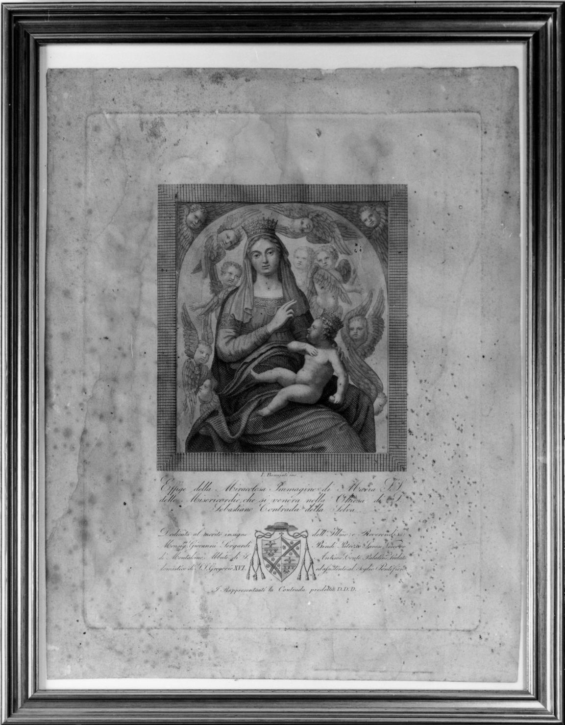 Effige della Miracolosa Immagine di Maria S.S. della Misericordia, Madonna con Bambino (stampa) di Bonaiuti Ignazio, Martini Francesco di Giorgio (primo quarto sec. XIX)