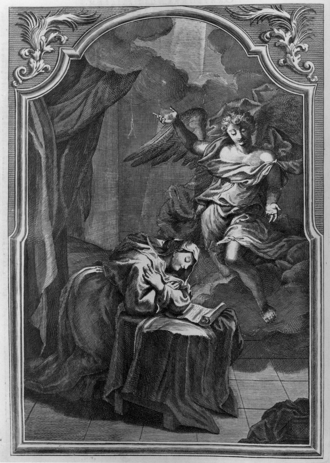 Annunciazione (stampa, elemento d'insieme) - ambito romano (sec. XVIII)