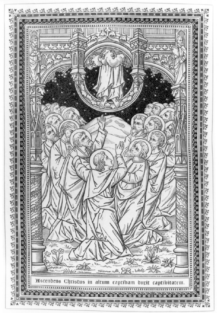 Ascendes Christus in altum captidam durit captivitatem, ascensione di Cristo (stampa, serie) - ambito fiammingo (sec. XX)